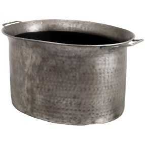 Large Antique Pewter Log Basket