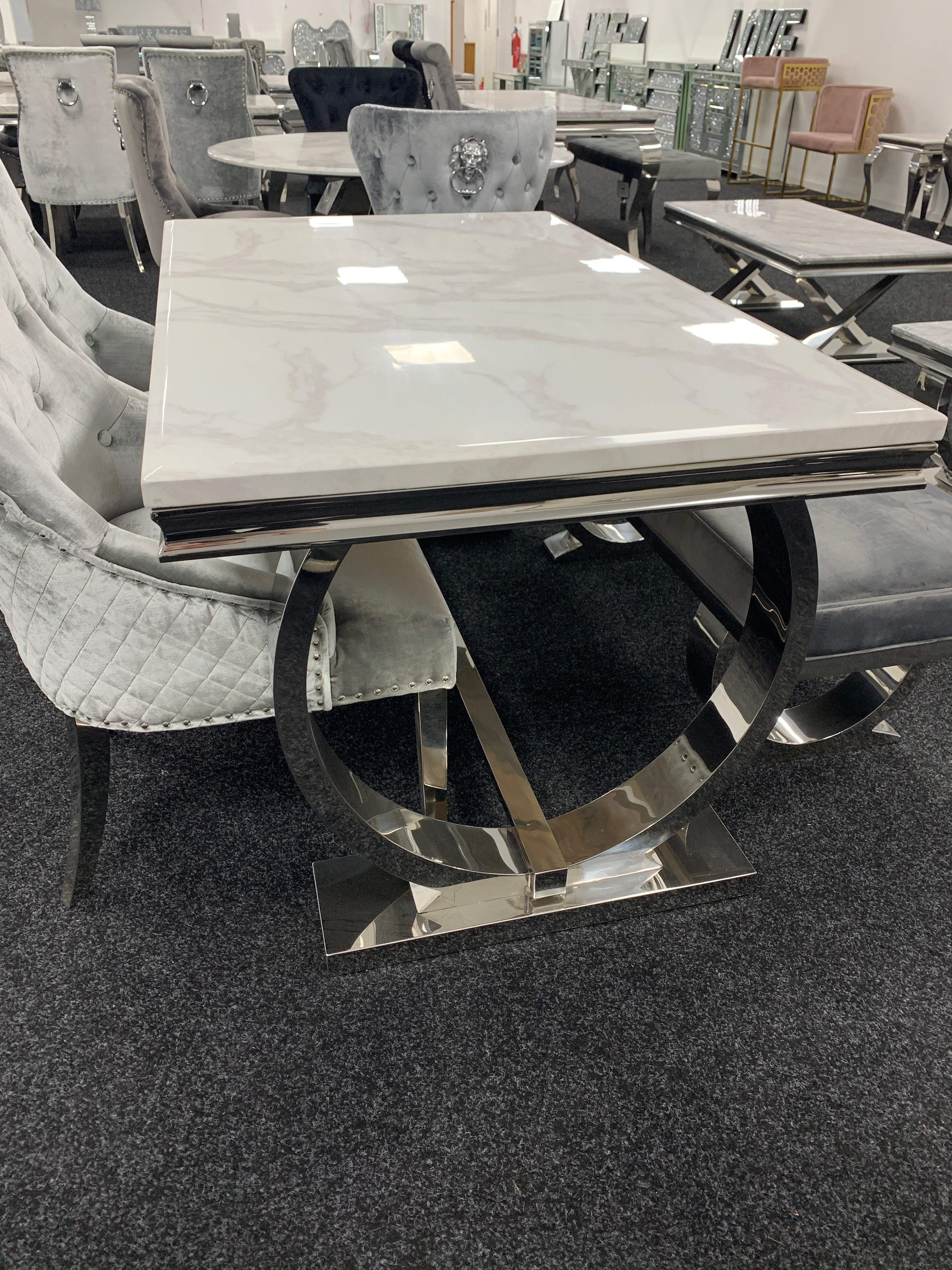 Chelsea Marble Dining Table- Grey or White Top Options