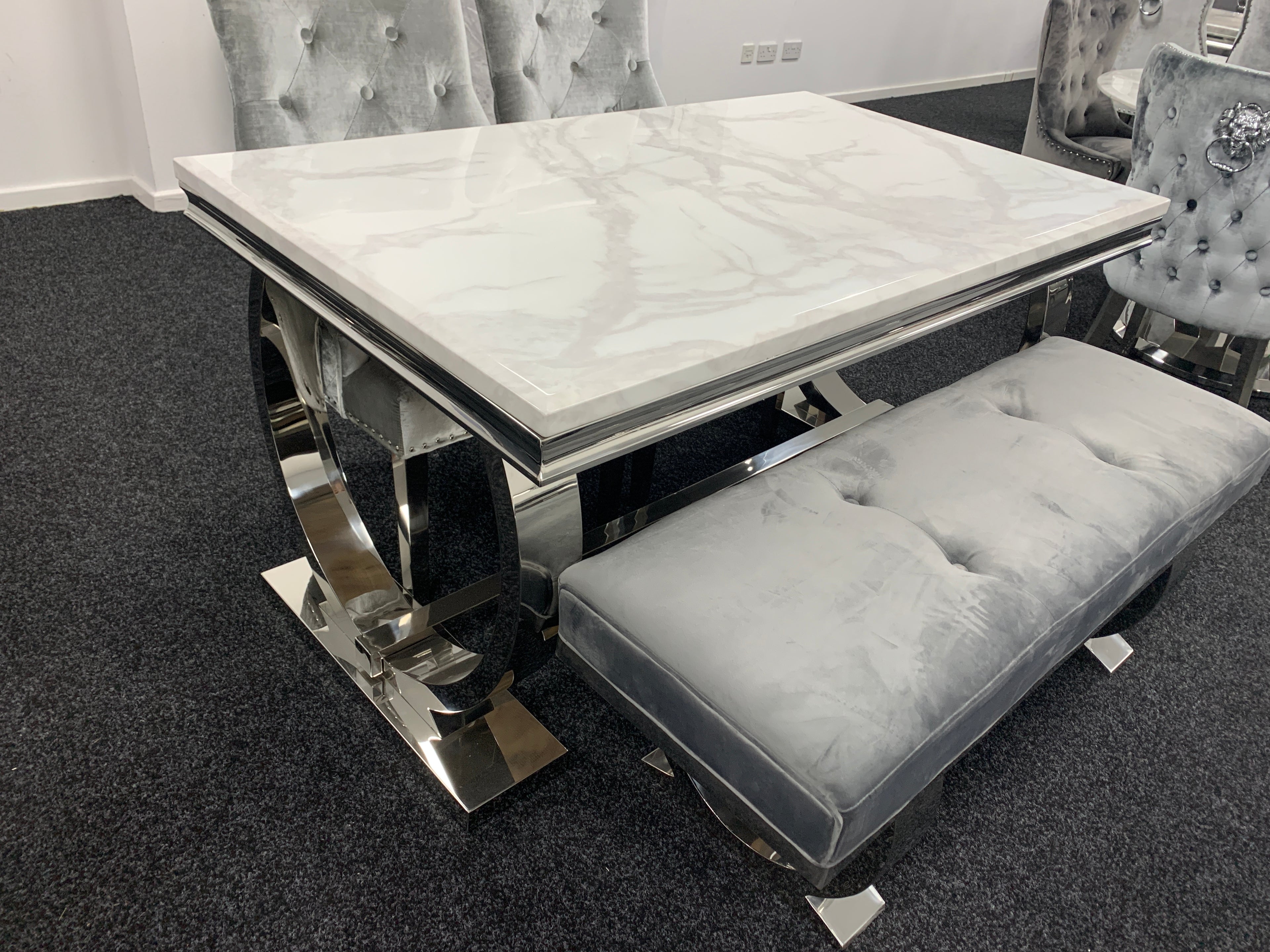 Chelsea Marble Dining Table- Grey or White Top Options