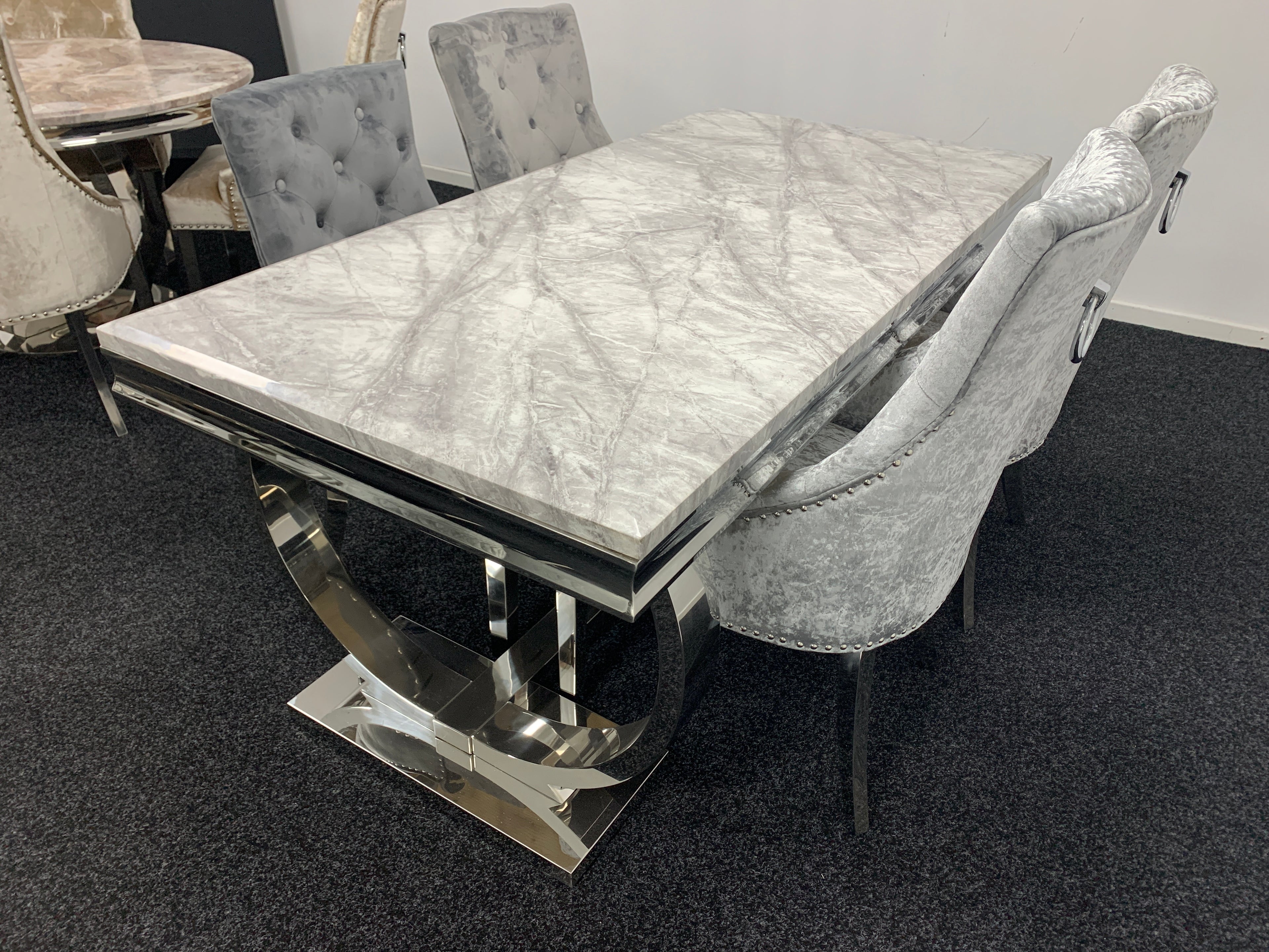 Chelsea Marble Dining Table- Grey or White Top Options