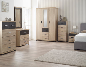 Domonic Bedside With 3 drawers - Sonoma Oak With curved Handles
