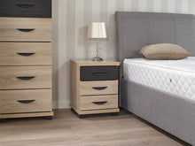 Load image into Gallery viewer, Domonic Bedside With 3 drawers - Sonoma Oak With curved Handles
