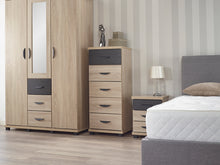Load image into Gallery viewer, Domonic Narrow Chest 5 Drawers - Sonoma Oak With Curved Handles
