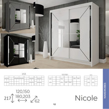 Load image into Gallery viewer, Nicole Wardrobe Various Sizes - Available in White, Black or Grey
