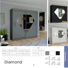 Load image into Gallery viewer, Diamond Wardrobe Various Sizes - Available in White, Black or Grey
