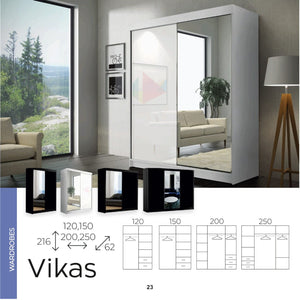 Vikas Wardrobe Various Sizes - Available in White or Black