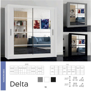 Delata Wardrobe Various Sizes - Available in White, Black or Grey