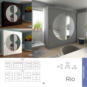 Rio Wardrobe Various Sizes - Available in White, Black or Grey