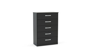 Lynx 5 Drawer Chest - Available in Grey, White, Black, Grey & White, Black & Walnut