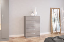 Load image into Gallery viewer, Lynx 5 Drawer Chest - Available in Grey, White, Black, Grey &amp; White, Black &amp; Walnut
