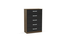 Load image into Gallery viewer, Lynx 5 Drawer Chest - Available in Grey, White, Black, Grey &amp; White, Black &amp; Walnut
