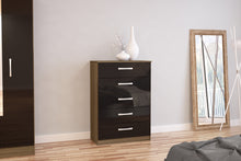 Load image into Gallery viewer, Lynx 5 Drawer Chest - Available in Grey, White, Black, Grey &amp; White, Black &amp; Walnut
