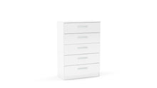 Load image into Gallery viewer, Lynx 5 Drawer Chest - Available in Grey, White, Black, Grey &amp; White, Black &amp; Walnut
