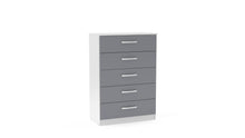 Load image into Gallery viewer, Lynx 5 Drawer Chest - Available in Grey, White, Black, Grey &amp; White, Black &amp; Walnut
