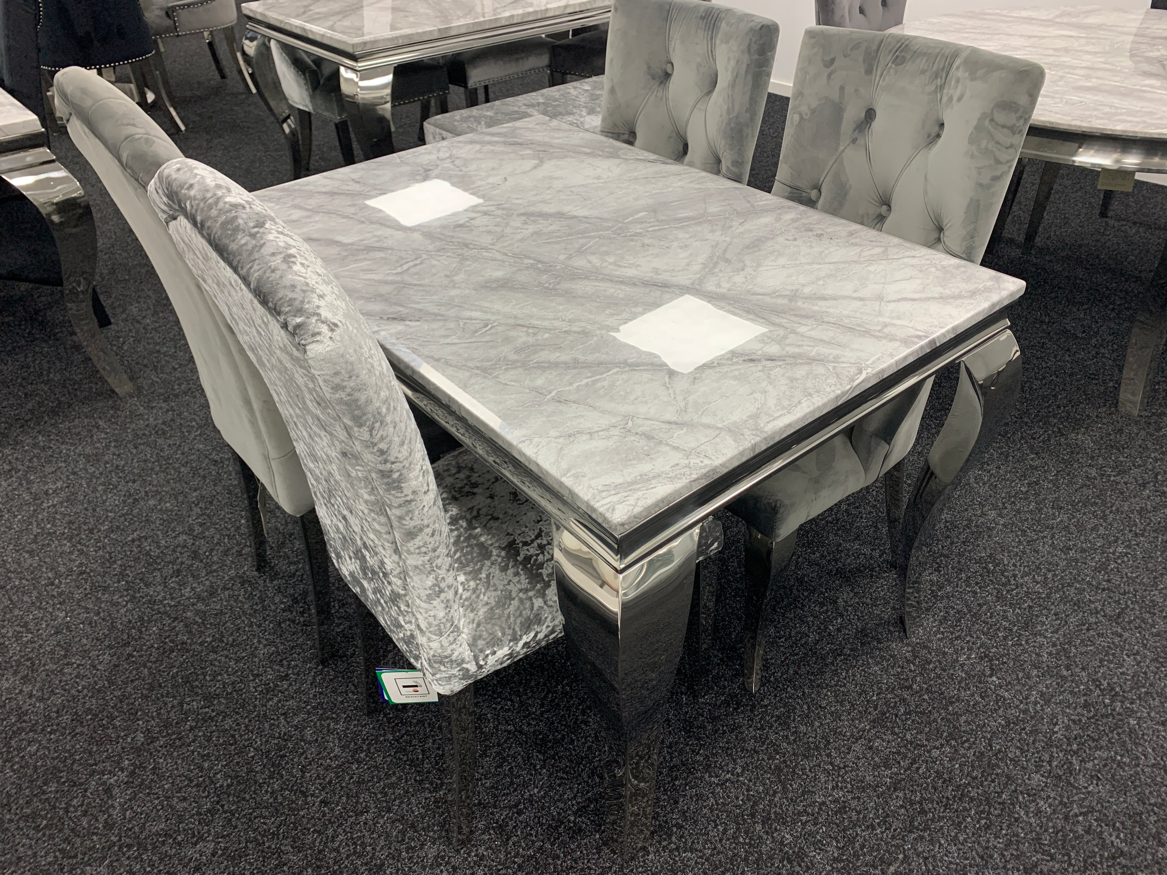 Lewis Stone Dining Table With Marble Design - Available in Multiple Sizes