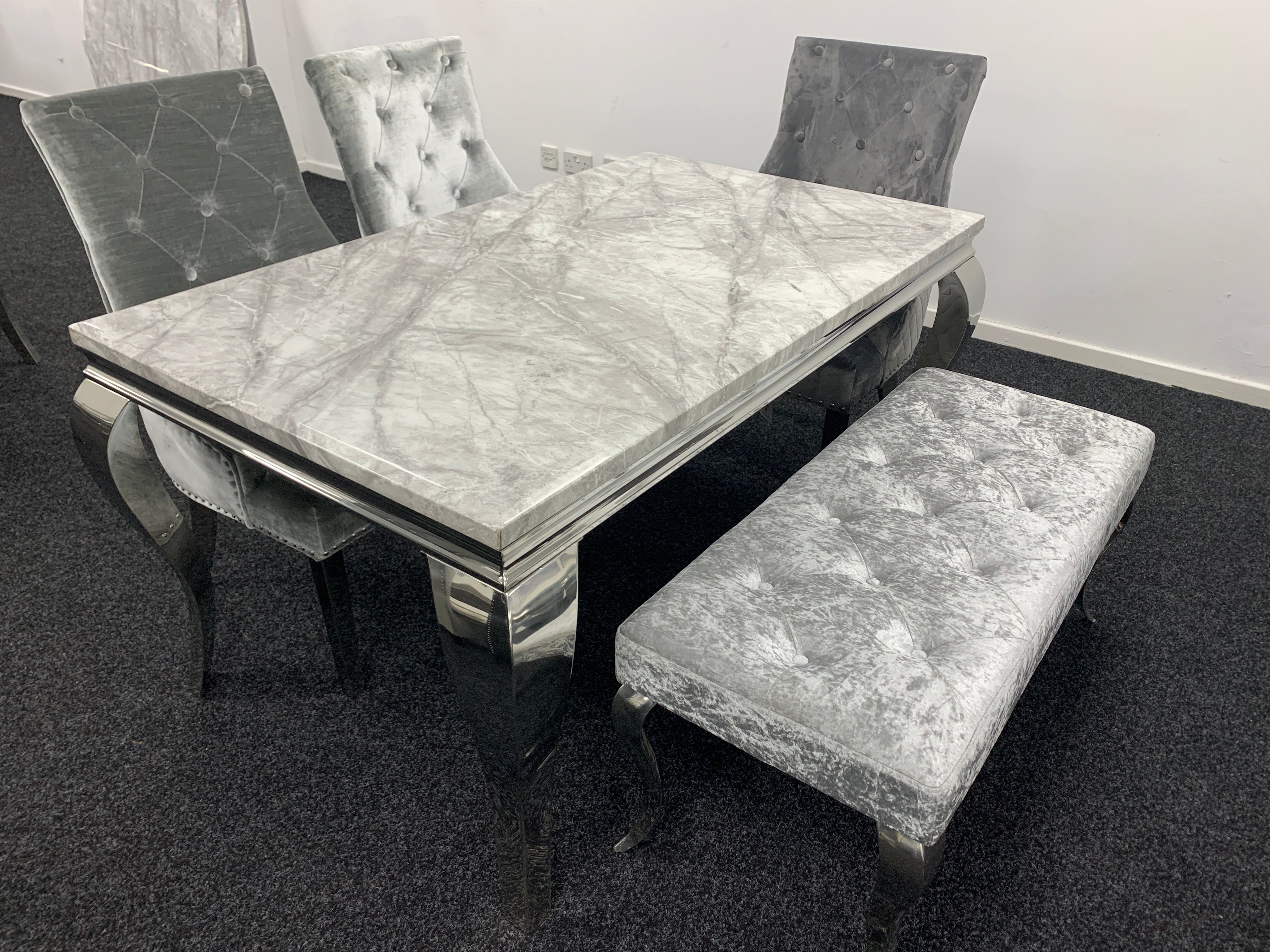 Lewis Stone Dining Table With Marble Design - Available in Multiple Sizes