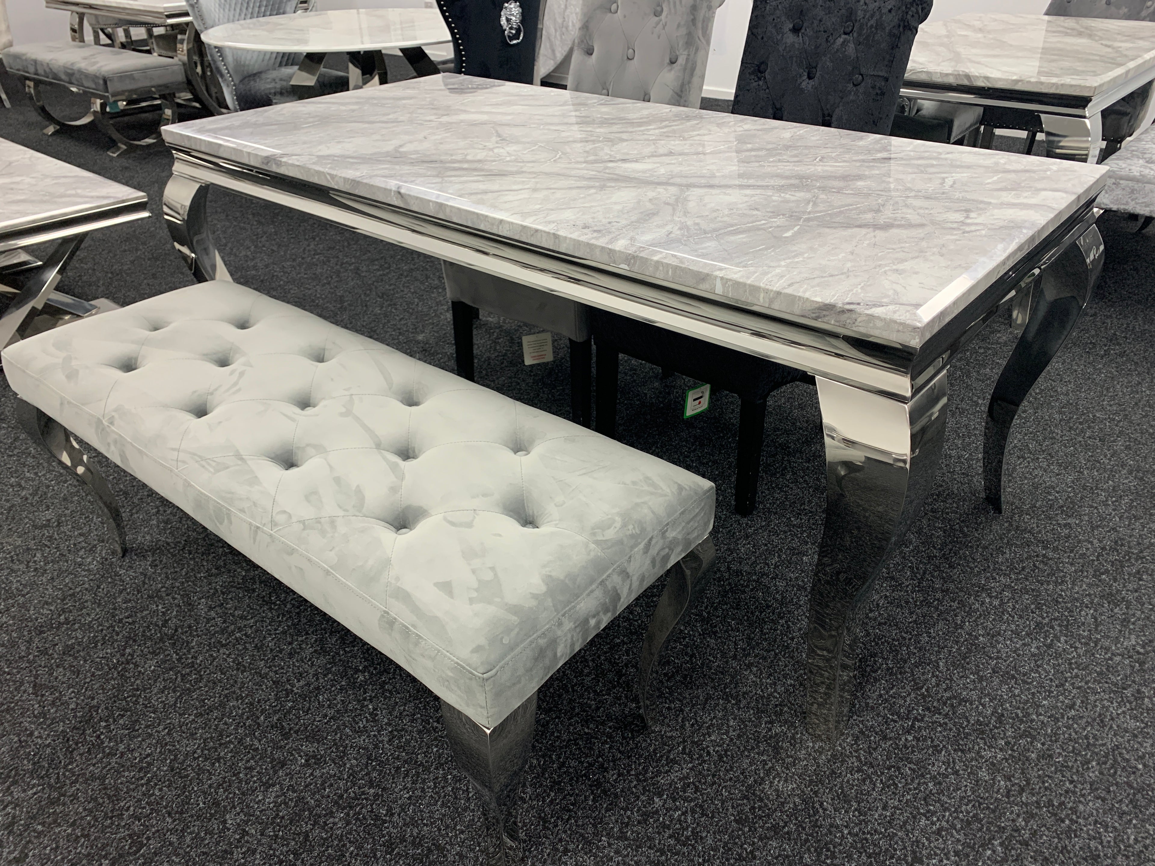 Lewis Stone Dining Table With Marble Design - Available in Multiple Sizes