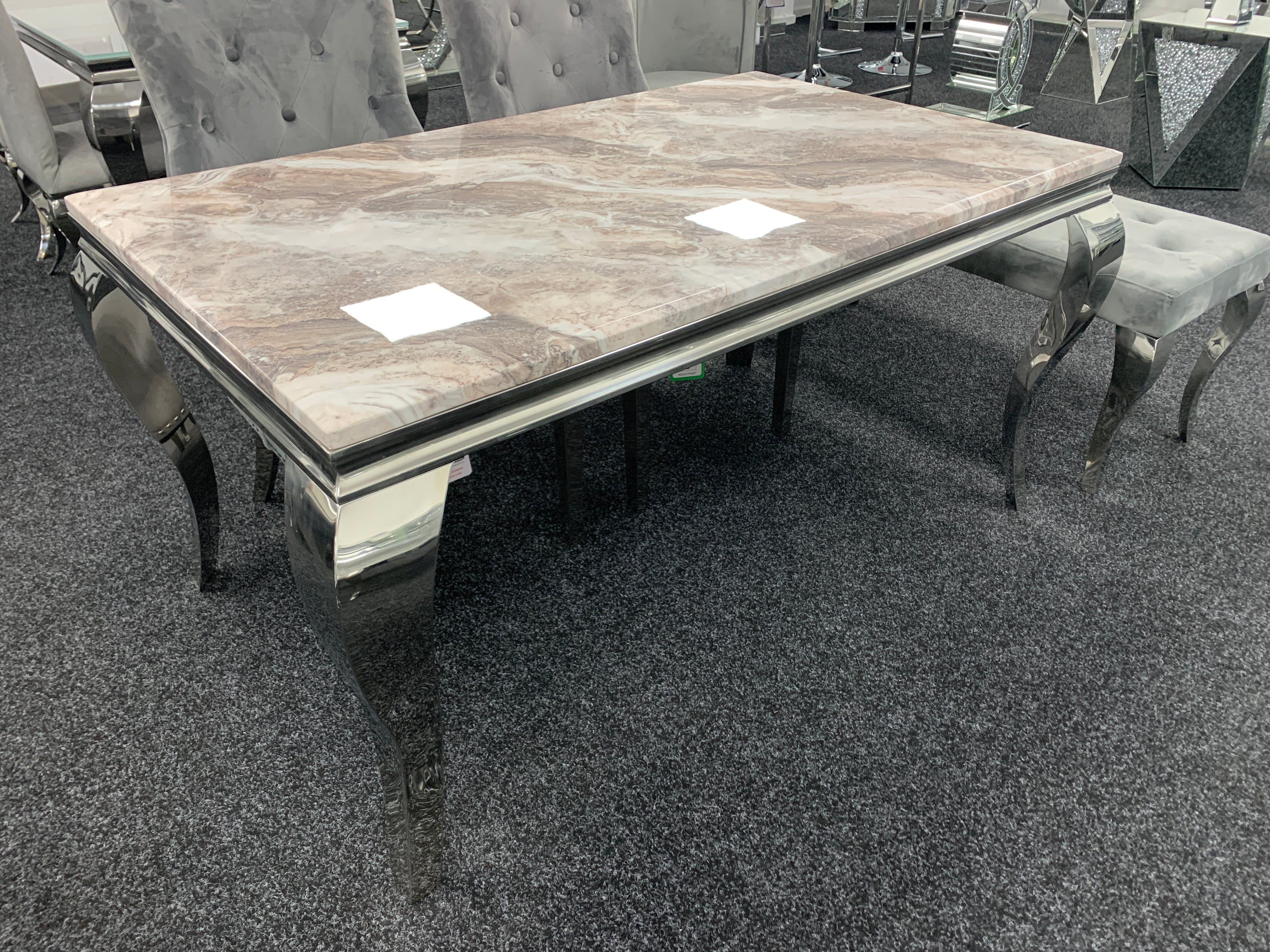 Lewis Stone Dining Table With Marble Design - Available in Multiple Sizes