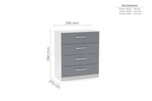 Load image into Gallery viewer, Lynx 4 Drawer Chest - Available in Grey, White, Black, Grey &amp; White
