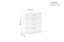 Load image into Gallery viewer, Lynx 4 Drawer Chest - Available in Grey, White, Black, Grey &amp; White
