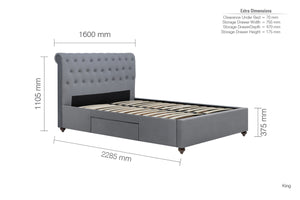 Oriana Fabric Storage Bed