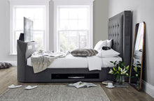 Load image into Gallery viewer, Titan TV Media Bed Marbella Grey Fabric - Available in KingSize &amp; SuperKing
