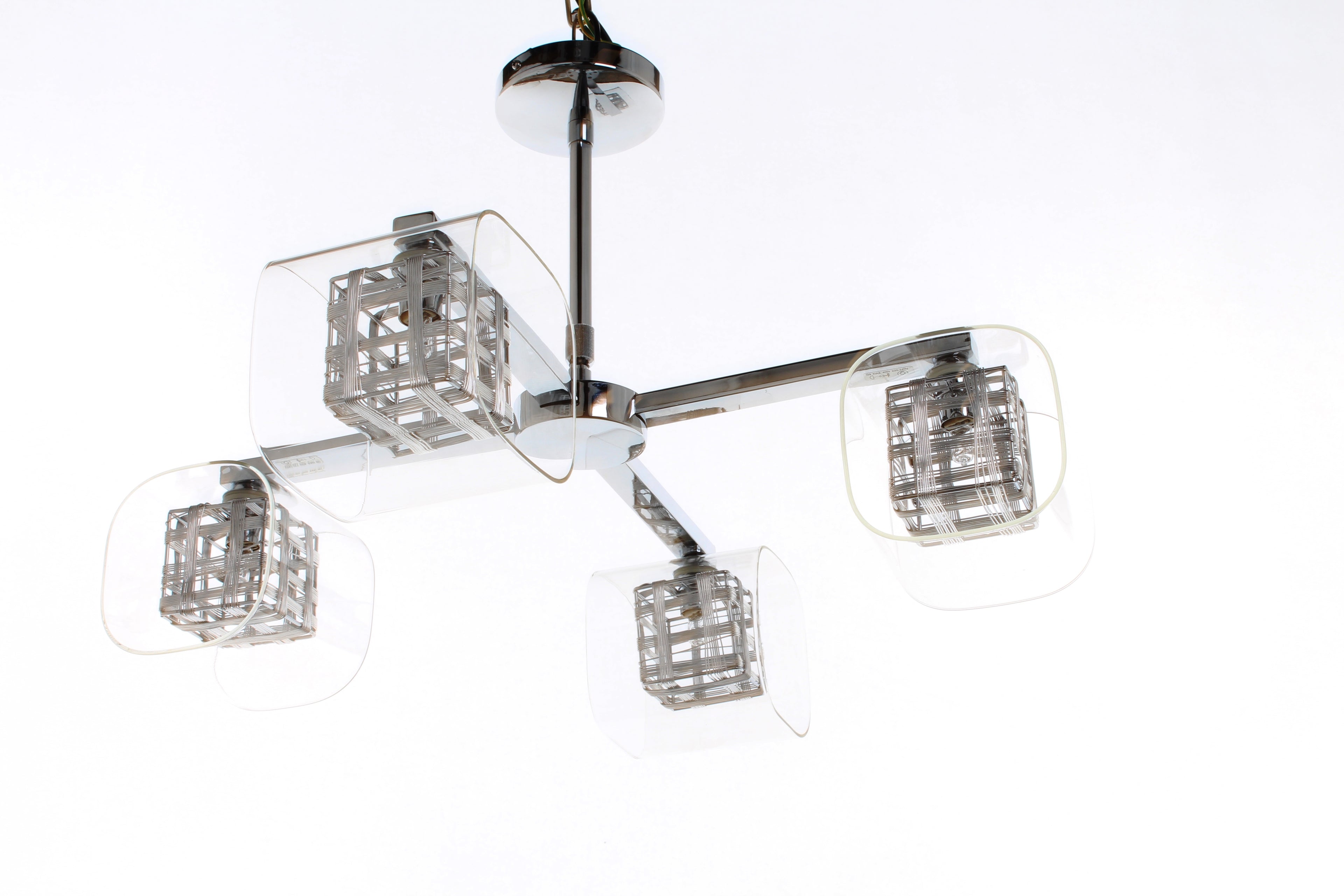 Carrington Glass Weaved  Wire Cube Light Chrome