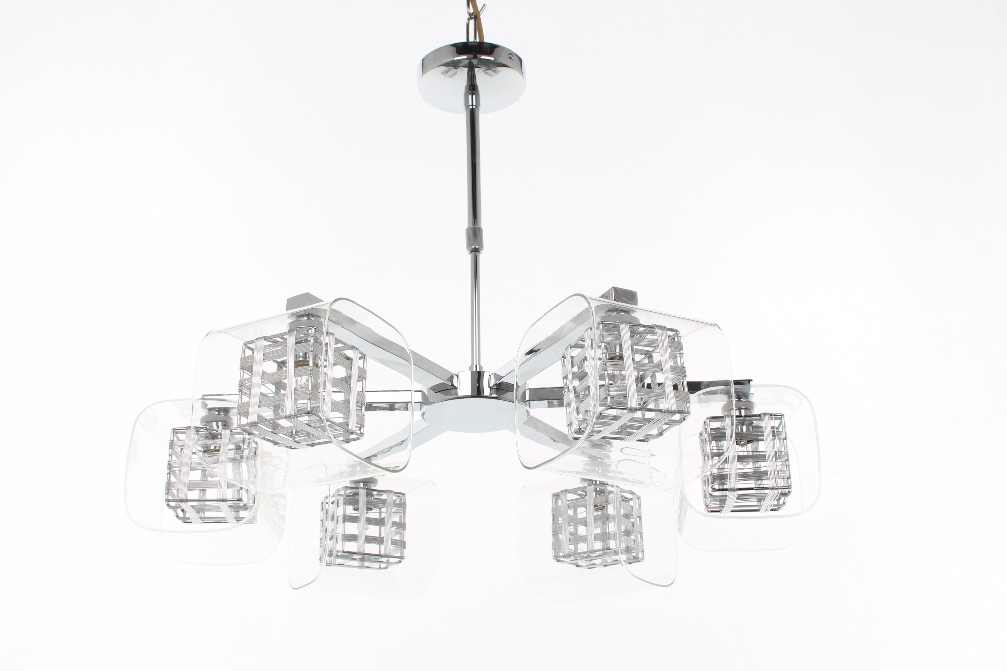 Carrington Glass Weaved  Wire Cube Light Chrome