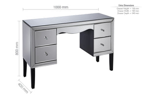 Palermo 4 Drawer Dressing Table - Mirrored/Glass