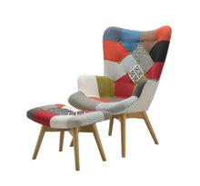 Load image into Gallery viewer, Patchwork Chair &amp; Footstool - Multi Coloured
