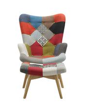 Load image into Gallery viewer, Patchwork Chair &amp; Footstool - Multi Coloured
