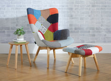 Load image into Gallery viewer, Patchwork Chair &amp; Footstool - Multi Coloured
