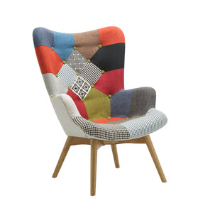 Patchwork Chair & Footstool - Multi Coloured