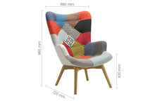 Load image into Gallery viewer, Patchwork Chair &amp; Footstool - Multi Coloured
