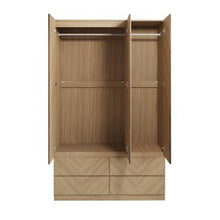 Load image into Gallery viewer, Catania 3 Door Wardrobe - 4 Drawer - Available in Euro Oak or Royal Walnut
