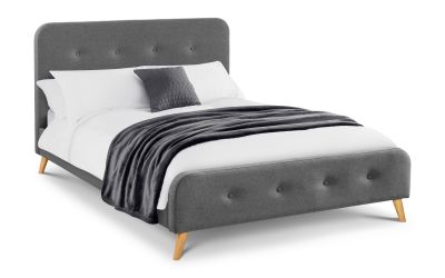 Luxury Curved Grey Retro Fabric Bed - Available in Double and Kingsize