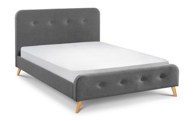 Luxury Curved Grey Retro Fabric Bed - Available in Double and Kingsize