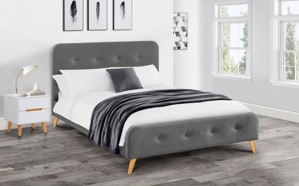 Luxury Curved Grey Retro Fabric Bed - Available in Double and Kingsize