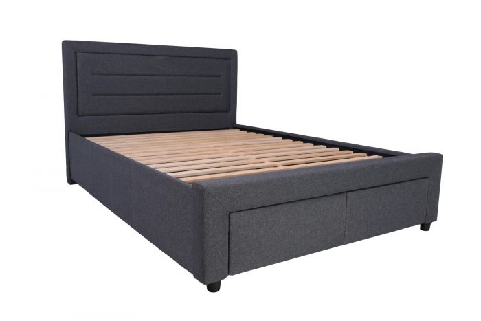 Laura Grey Linen Fabric Drawer Bed - Available in Double or KingSize