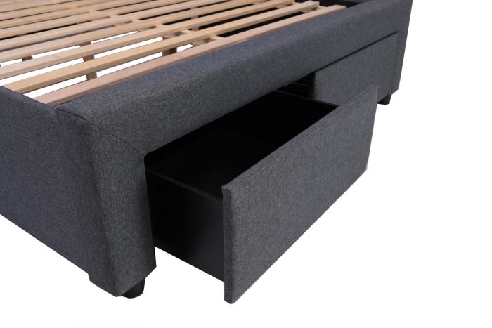 Laura Grey Linen Fabric Drawer Bed - Available in Double or KingSize