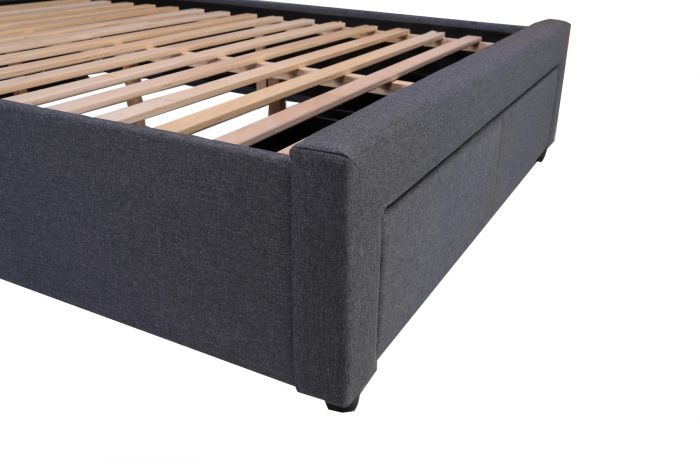 Laura Grey Linen Fabric Drawer Bed - Available in Double or KingSize