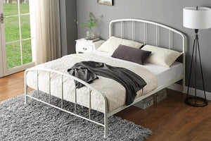 Norman Industrial Style Metal Bed Frame - Black or White - Double & KingSize