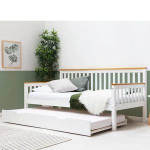 Blake White & Oak Effect Wooden Day Bed - Avilable in Single 3ft - Additional Trundle Available