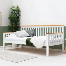 Load image into Gallery viewer, Blake White &amp; Oak Effect Wooden Day Bed - Avilable in Single 3ft - Additional Trundle Available
