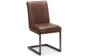 Brooklyn Dining Chair - Available in Brown Faux Leather & Square gunmetal or Charcoal Grey