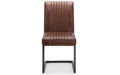 Brooklyn Dining Chair - Available in Brown Faux Leather & Square gunmetal or Charcoal Grey