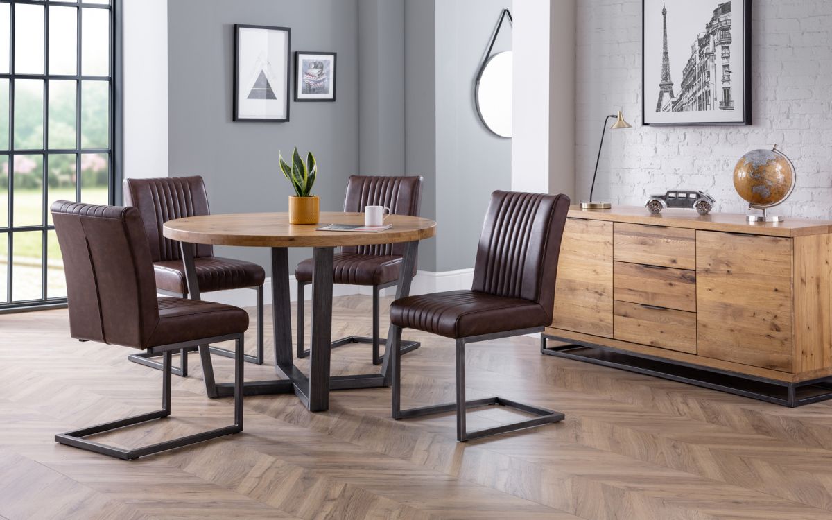 Brooklyn Round Table - Dark Oak or Light Oak - 120cm D x 120cm W x 76cm H