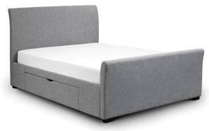 Capri Fabric Bed with 2 Drawers - Dark Grey Velvet or Light Grey Velvet