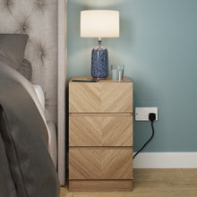 Load image into Gallery viewer, Catania 3 Drawer Bedside - Available in Euro Oak or Royal Walnut
