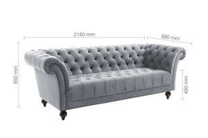 Chester Sofa - Grey or Midnight Blue - Available in 3+2 Seaters